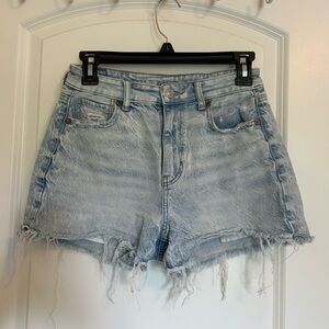 American eagle acid wash comfort stretch waistband mom shorts Denim Frayed Hem
